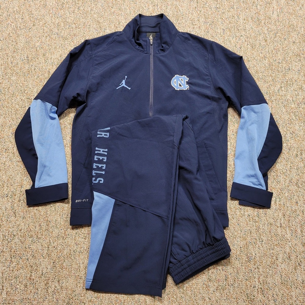 Jordan UNC Tar Heels Tracksuit Men Small Navy Blue Dri-FIT Warmup Jacket Pants